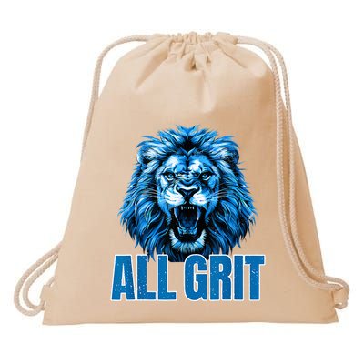 Spirit Quote All Grit Retro Lion Lover Drawstring Bag