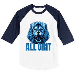 Spirit Quote All Grit Retro Lion Lover Baseball Sleeve Shirt