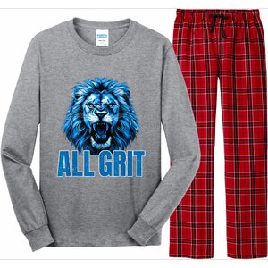 Spirit Quote All Grit Retro Lion Lover Long Sleeve Pajama Set