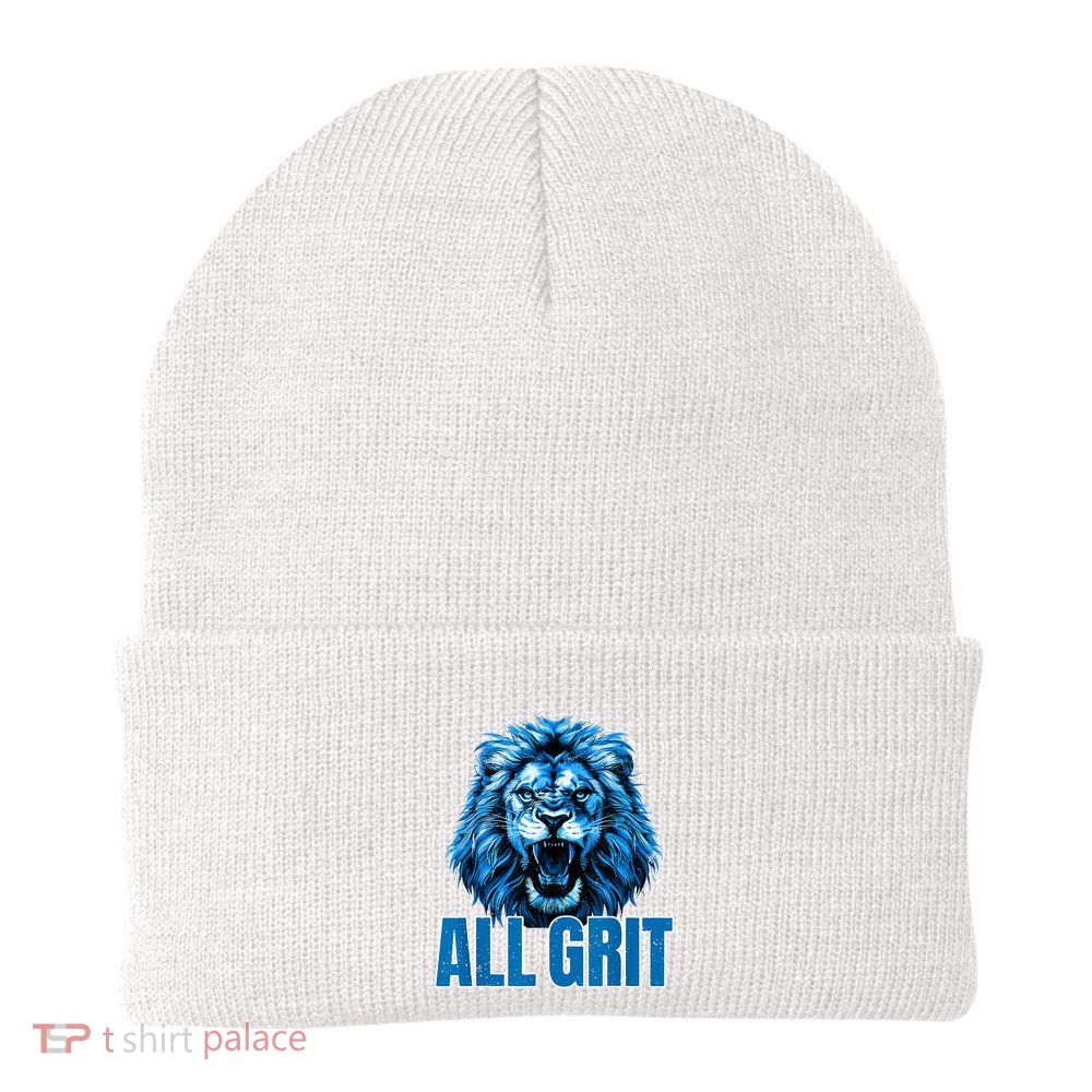 Spirit Quote All Grit Retro Lion Lover Knit Cap Winter Beanie