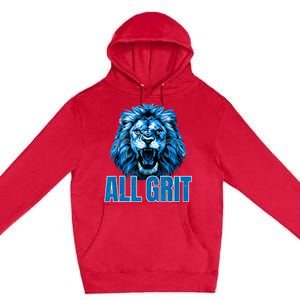 Spirit Quote All Grit Retro Lion Lover Premium Pullover Hoodie