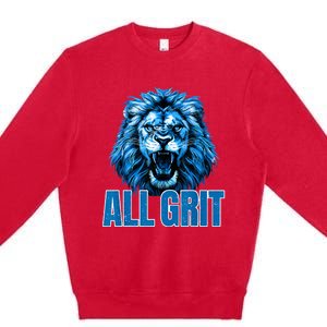 Spirit Quote All Grit Retro Lion Lover Premium Crewneck Sweatshirt