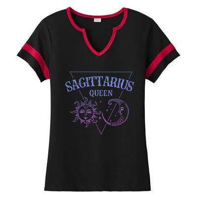 Sagittarius Queen / Blue Sun And Moon Sagittarius Birthday Great Gift Ladies Halftime Notch Neck Tee