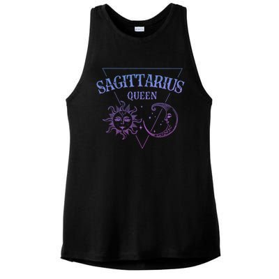 Sagittarius Queen / Blue Sun And Moon Sagittarius Birthday Great Gift Ladies PosiCharge Tri-Blend Wicking Tank