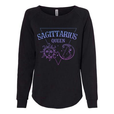 Sagittarius Queen / Blue Sun And Moon Sagittarius Birthday Great Gift Womens California Wash Sweatshirt