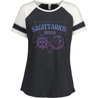 Sagittarius Queen / Blue Sun And Moon Sagittarius Birthday Great Gift Enza Ladies Jersey Colorblock Tee