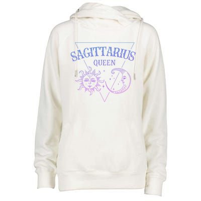 Sagittarius Queen / Blue Sun And Moon Sagittarius Birthday Great Gift Womens Funnel Neck Pullover Hood