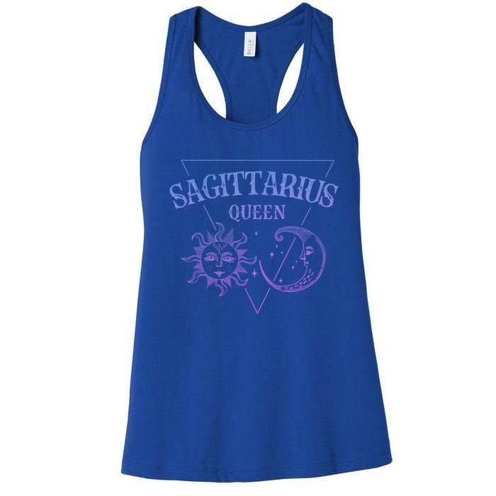 Sagittarius Queen / Blue Sun And Moon Sagittarius Birthday Great Gift Women's Racerback Tank