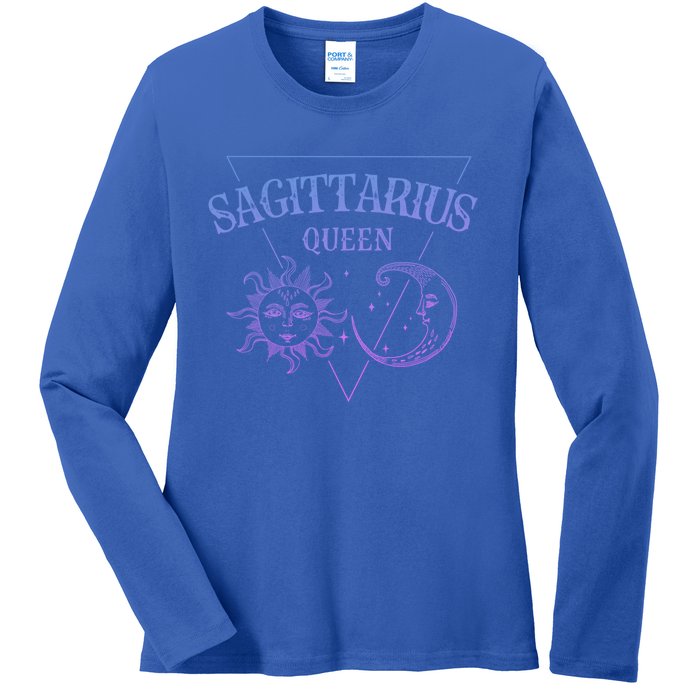 Sagittarius Queen / Blue Sun And Moon Sagittarius Birthday Great Gift Ladies Long Sleeve Shirt