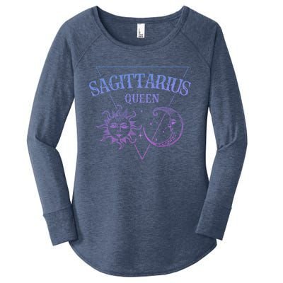 Sagittarius Queen / Blue Sun And Moon Sagittarius Birthday Great Gift Women's Perfect Tri Tunic Long Sleeve Shirt