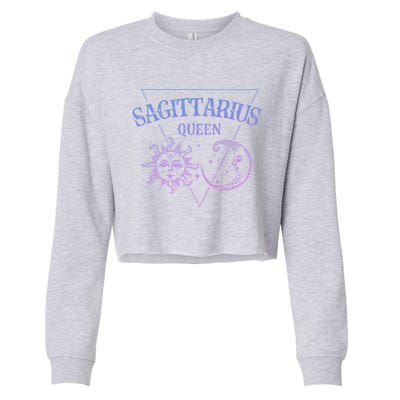 Sagittarius Queen / Blue Sun And Moon Sagittarius Birthday Great Gift Cropped Pullover Crew