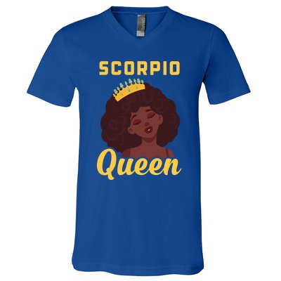 Scorpio Queen Birthday Black Gift V-Neck T-Shirt