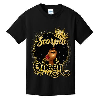 Scorpio Queen Birthday Afro Natural Hair Black Wo  Kids T-Shirt