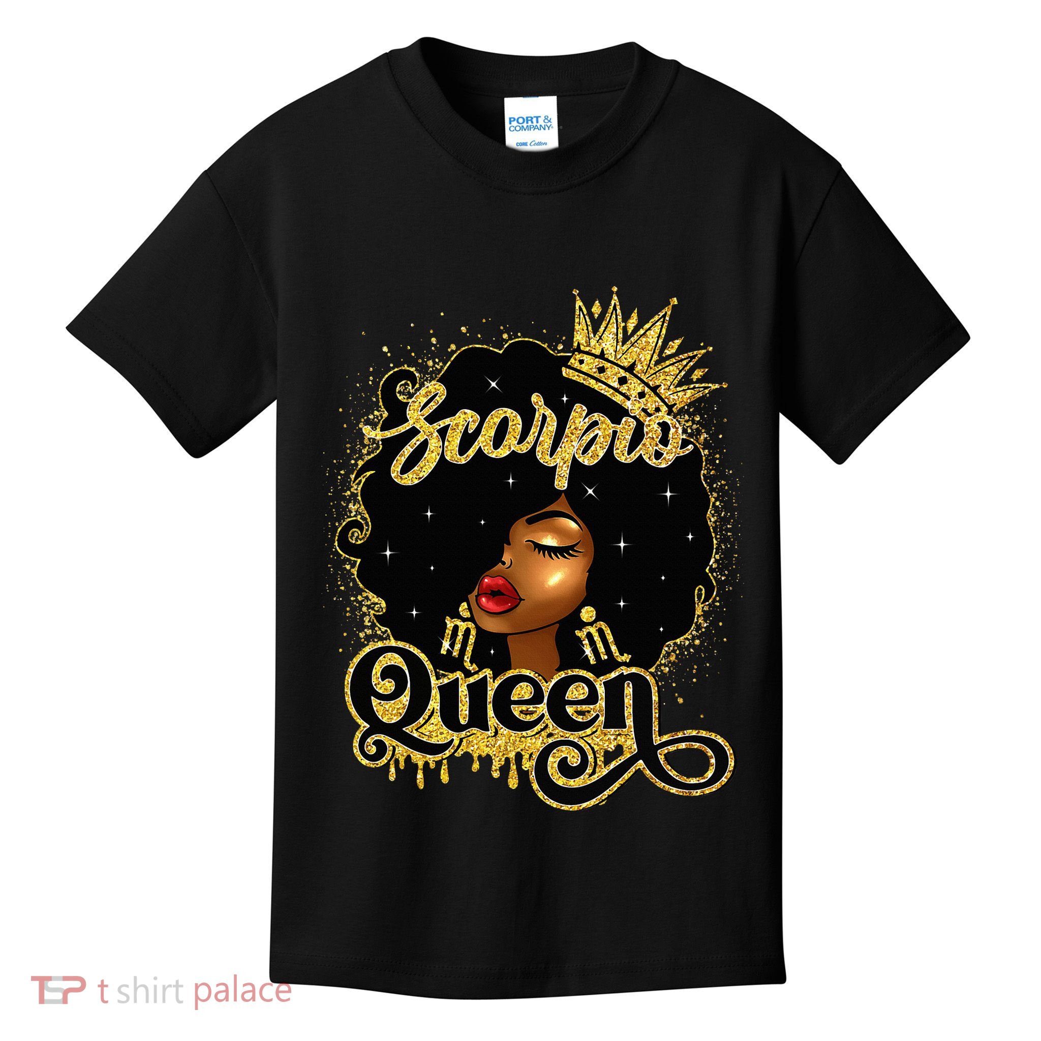 Scorpio Queen Birthday Afro Natural Hair Black Wo  Kids T-Shirt