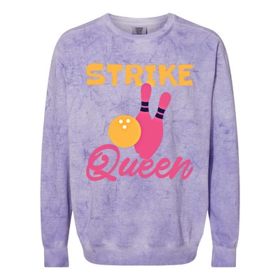 Strike Queen Bowling Team Bowler Gift Colorblast Crewneck Sweatshirt