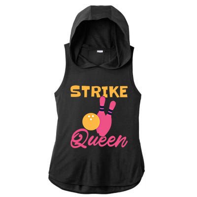 Strike Queen Bowling Team Bowler Gift Ladies PosiCharge Tri-Blend Wicking Draft Hoodie Tank