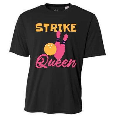 Strike Queen Bowling Team Bowler Gift Cooling Performance Crew T-Shirt