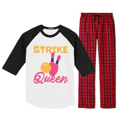 Strike Queen Bowling Team Bowler Gift Raglan Sleeve Pajama Set