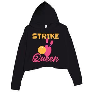 Strike Queen Bowling Team Bowler Gift Crop Fleece Hoodie