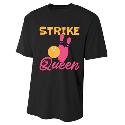 Strike Queen Bowling Team Bowler Gift Performance Sprint T-Shirt