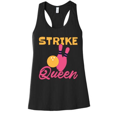 Strike Queen Bowling Team Bowler Gift Women's Racerback Tank