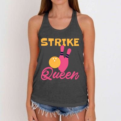 Strike Queen Bowling Team Bowler Gift Women's Knotted Racerback Tank