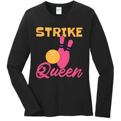 Strike Queen Bowling Team Bowler Gift Ladies Long Sleeve Shirt