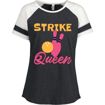 Strike Queen Bowling Team Bowler Gift Enza Ladies Jersey Colorblock Tee