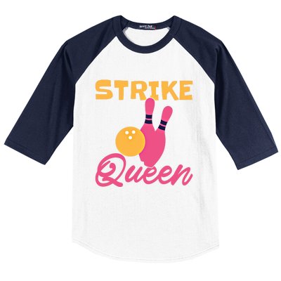 Strike Queen Bowling Team Bowler Gift Baseball Sleeve Shirt