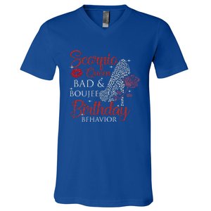 Scorpio Queen Bad Boujee Birthday Behavior High Heels Gift V-Neck T-Shirt