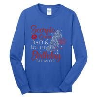 Scorpio Queen Bad Boujee Birthday Behavior High Heels Gift Tall Long Sleeve T-Shirt