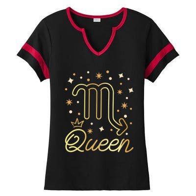 Scorpio Queen Born In October November Scorpio Birthday Gift Ladies Halftime Notch Neck Tee