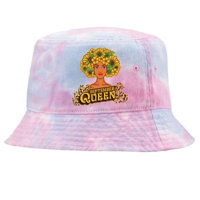 September Queen Birthday Afro Black Funny Virgo Funny Gift Tie-Dyed Bucket Hat