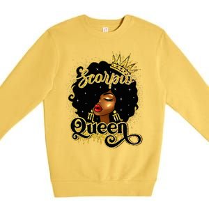 Scorpio Queen Birthday Afro Natural Hair Black Wo  Premium Crewneck Sweatshirt