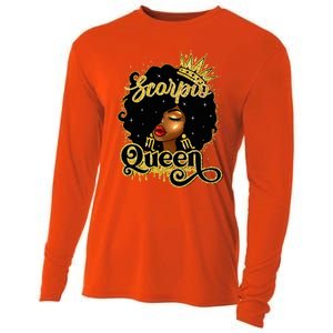 Scorpio Queen Birthday Afro Natural Hair Black Wo  Cooling Performance Long Sleeve Crew