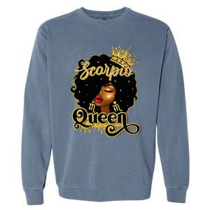 Scorpio Queen Birthday Afro Natural Hair Black Wo  Garment-Dyed Sweatshirt