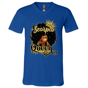 Scorpio Queen Birthday Afro Natural Hair Black Wo  V-Neck T-Shirt