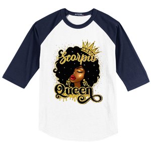 Scorpio Queen Birthday Afro Natural Hair Black Wo  Baseball Sleeve Shirt