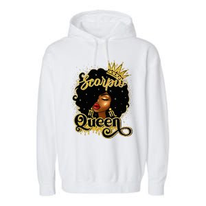 Scorpio Queen Birthday Afro Natural Hair Black Wo  Garment-Dyed Fleece Hoodie