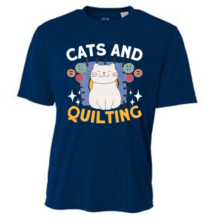 Sewing & Quilting Cats Sewer Quilters Novelty Sewing Cooling Performance Crew T-Shirt