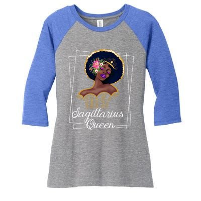 Sagittarius Queen Cool Gift Astrology Birthday Black Gift Women's Tri-Blend 3/4-Sleeve Raglan Shirt