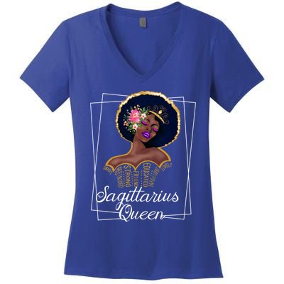 Sagittarius Queen Cool Gift Astrology Birthday Black Gift Women's V-Neck T-Shirt