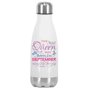 September Queen Cute Queens Born In September Gift Stainless Steel Insulated Water Bottle