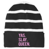 Slay Queen Cute Quote Striped Beanie with Solid Band