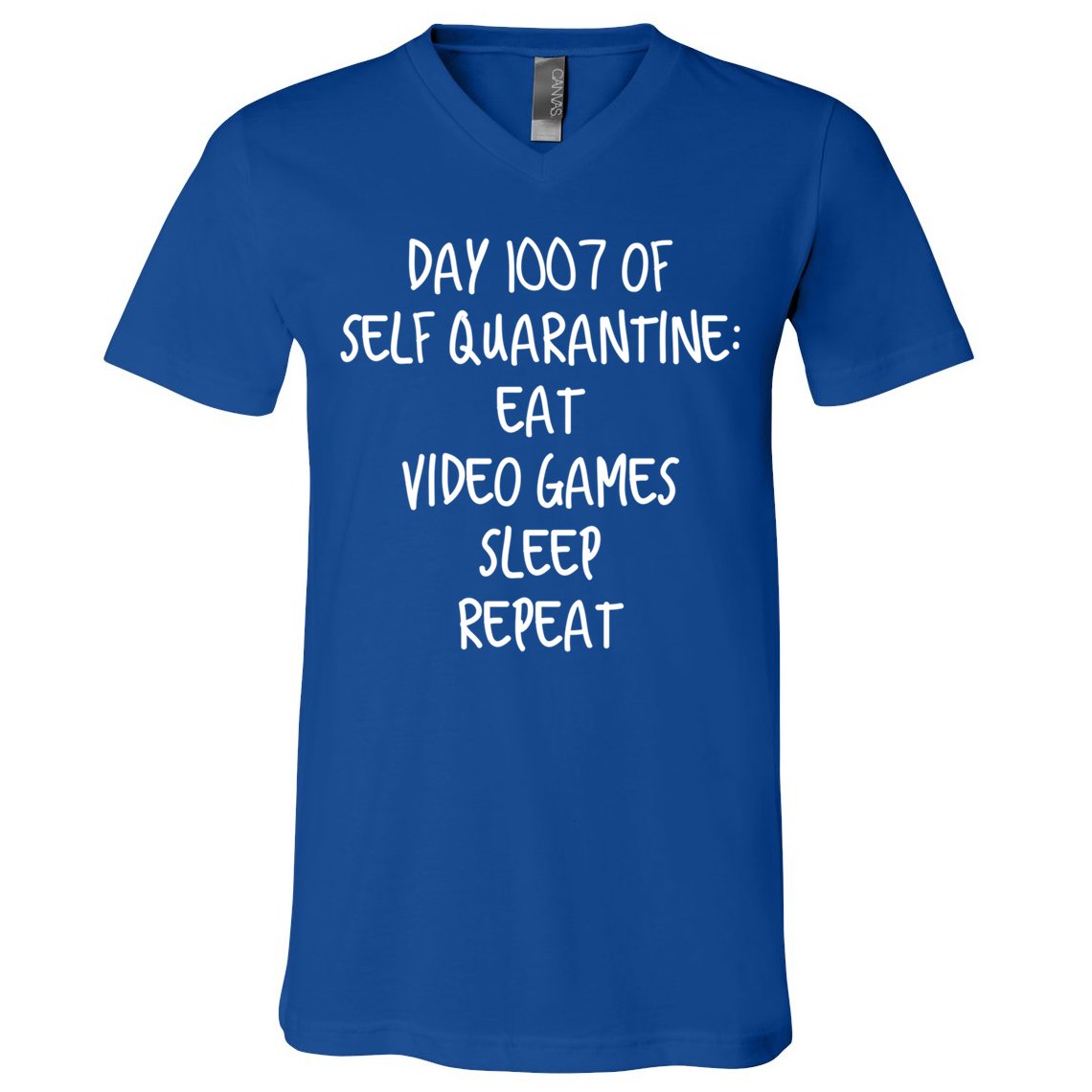Self Quarantine Eat Video Games Sleep Repeat Cool Gift V-Neck T-Shirt