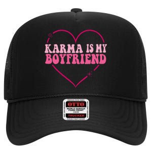 Sarcastic Quote Embrace K.arma's Groovy S.pirituel Heart High Crown Mesh Back Trucker Hat