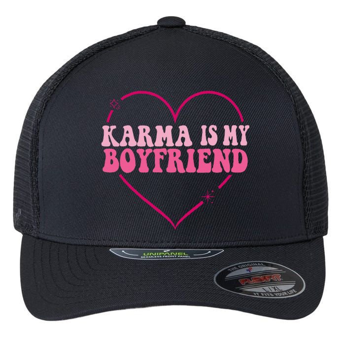 Sarcastic Quote Embrace K.arma's Groovy S.pirituel Heart Flexfit Unipanel Trucker Cap