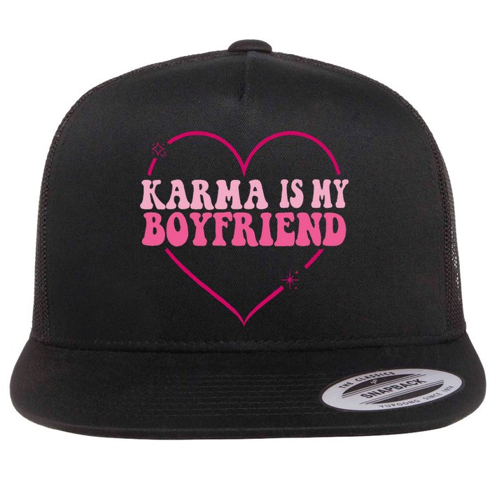 Sarcastic Quote Embrace K.arma's Groovy S.pirituel Heart Flat Bill Trucker Hat