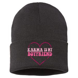 Sarcastic Quote Embrace K.arma's Groovy S.pirituel Heart Sustainable Knit Beanie