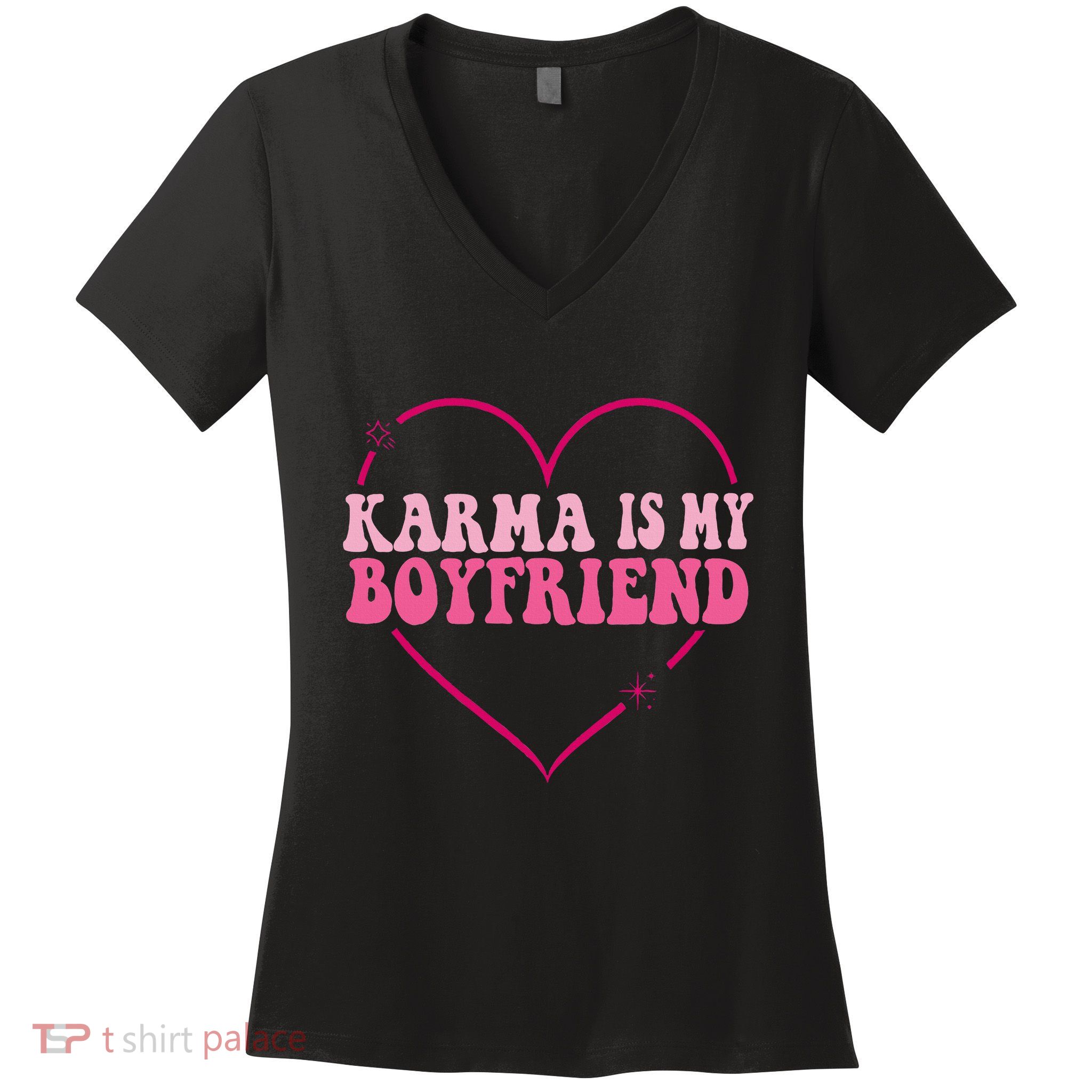 Sarcastic Quote Embrace K.arma's Groovy S.pirituel Heart Women's V-Neck T-Shirt